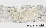 Shaded Relief Panoramic Map of Lufeng, semi-desaturated