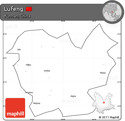 Blank Simple Map of Lufeng, cropped outside