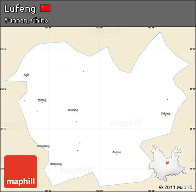 Classic Style Simple Map of Lufeng, single color outside