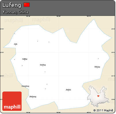 Classic Style Simple Map of Lufeng, single color outside