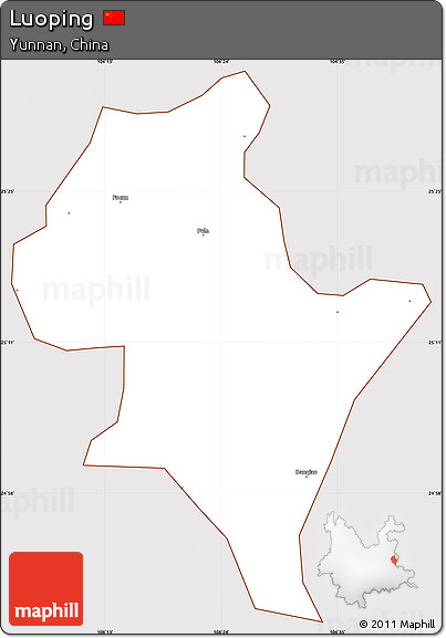 Classic Style Simple Map of Luoping, cropped outside