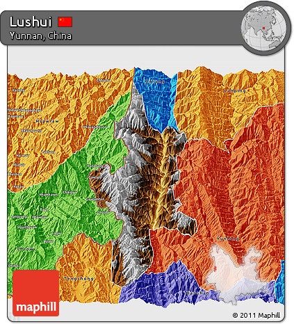 Physical 3D Map of Lushui, political outside