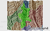 Political 3D Map of Lushui, semi-desaturated