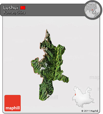 Satellite 3D Map of Lushui, cropped outside