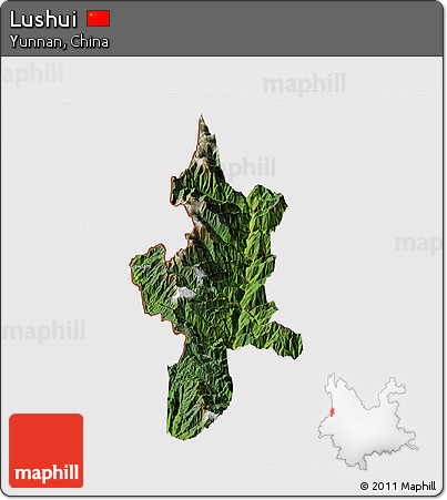 Satellite 3D Map of Lushui, cropped outside