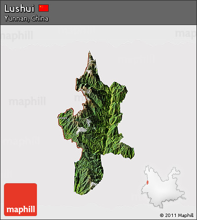 Satellite 3D Map of Lushui, cropped outside