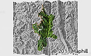 Satellite 3D Map of Lushui, lighten, desaturated