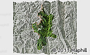 Satellite 3D Map of Lushui, lighten, semi-desaturated