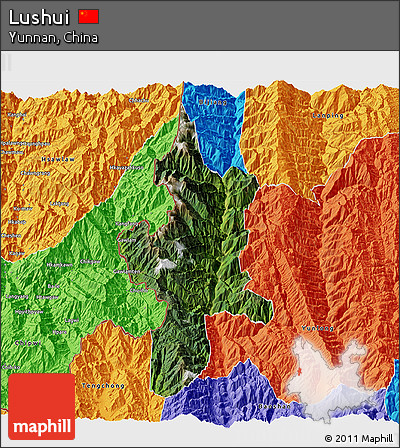 Satellite 3D Map of Lushui, political outside