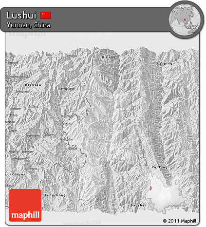 Silver Style 3D Map of Lushui