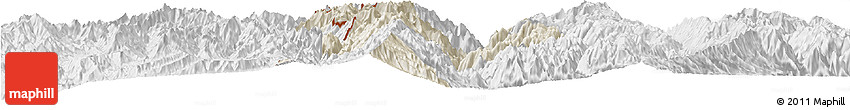 Shaded Relief Horizon Map of Lushui, lighten, desaturated