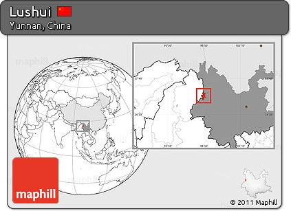 Blank Location Map of Lushui, highlighted country, highlighted parent region