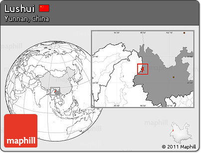 Blank Location Map of Lushui, highlighted country, highlighted parent region