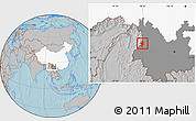 Gray Location Map of Lushui, highlighted country, highlighted parent region, hill shading