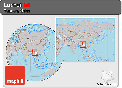 Gray Location Map of Lushui, highlighted parent region, within the entire country