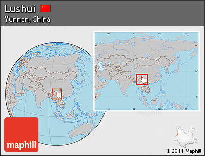Gray Location Map of Lushui, highlighted parent region, within the entire country
