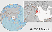 Gray Location Map of Lushui, highlighted parent region, hill shading