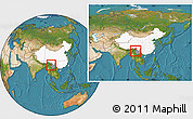 Satellite Location Map of Lushui, highlighted country, highlighted parent region, within the entire country