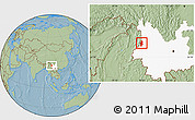 Savanna Style Location Map of Lushui, highlighted parent region, hill shading