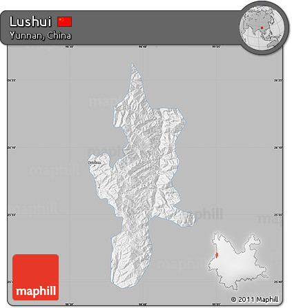 Gray Map of Lushui, single color outside