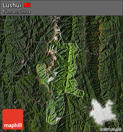 Satellite Map of Lushui, darken