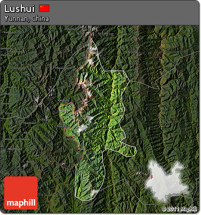 Satellite Map of Lushui, darken