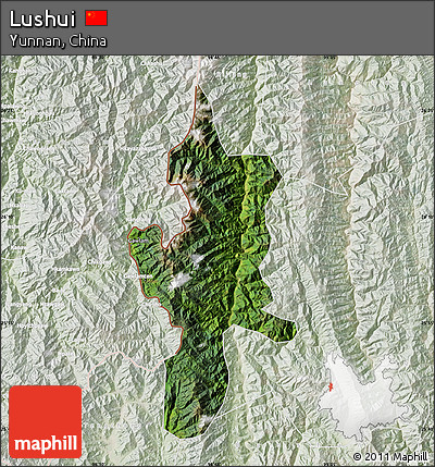 Satellite Map of Lushui, lighten