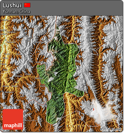 Satellite Map of Lushui, physical outside