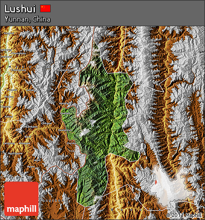 Satellite Map of Lushui, physical outside