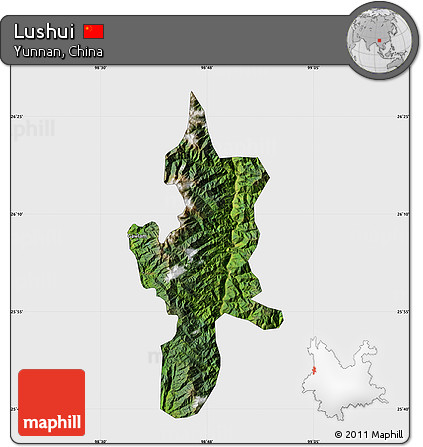 Satellite Map of Lushui, single color outside