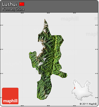Satellite Map of Lushui, single color outside
