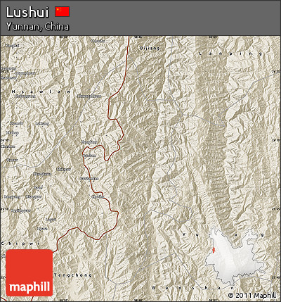 Shaded Relief Map of Lushui