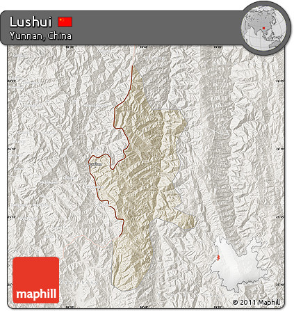 Shaded Relief Map of Lushui, lighten