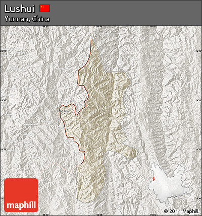 Shaded Relief Map of Lushui, lighten