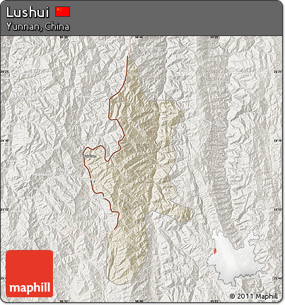 Shaded Relief Map of Lushui, lighten