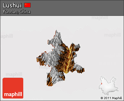 Physical Panoramic Map of Lushui, cropped outside