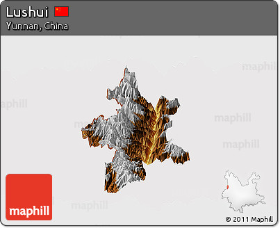 Physical Panoramic Map of Lushui, cropped outside