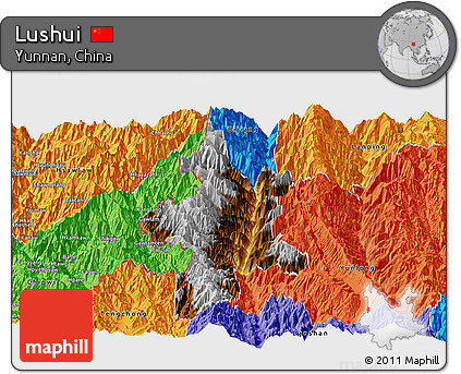Physical Panoramic Map of Lushui, political outside