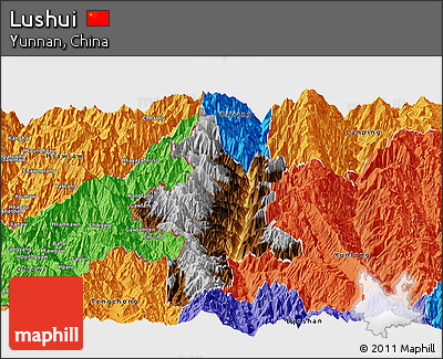 Physical Panoramic Map of Lushui, political outside