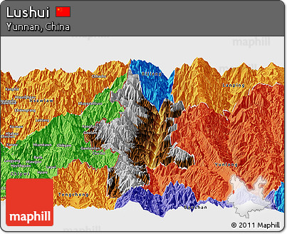 Physical Panoramic Map of Lushui, political outside