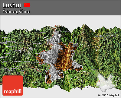 Physical Panoramic Map of Lushui, satellite outside