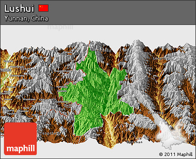 Political Panoramic Map of Lushui, physical outside