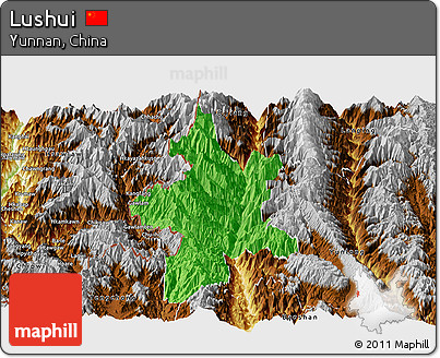 Political Panoramic Map of Lushui, physical outside