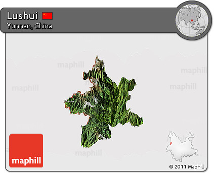 Satellite Panoramic Map of Lushui, cropped outside