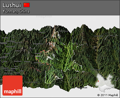 Satellite Panoramic Map of Lushui, darken