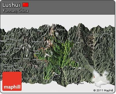 Satellite Panoramic Map of Lushui, semi-desaturated