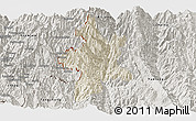 Shaded Relief Panoramic Map of Lushui, semi-desaturated