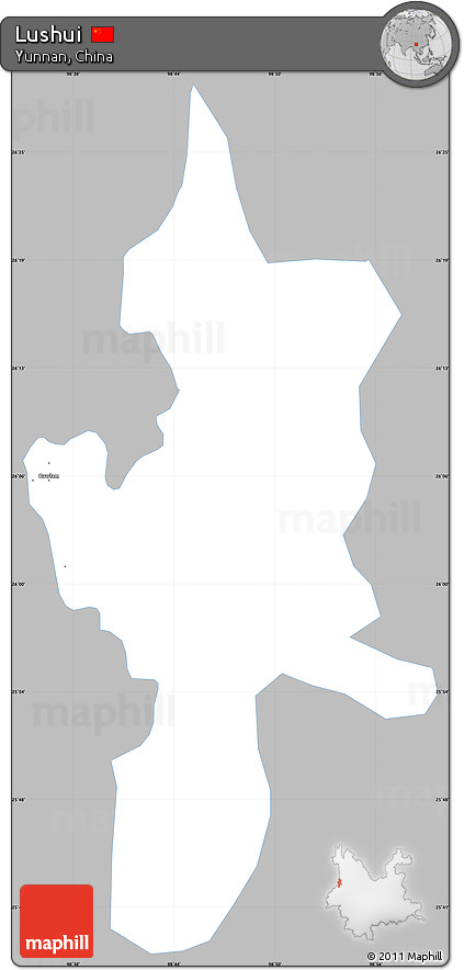 Gray Simple Map of Lushui, single color outside