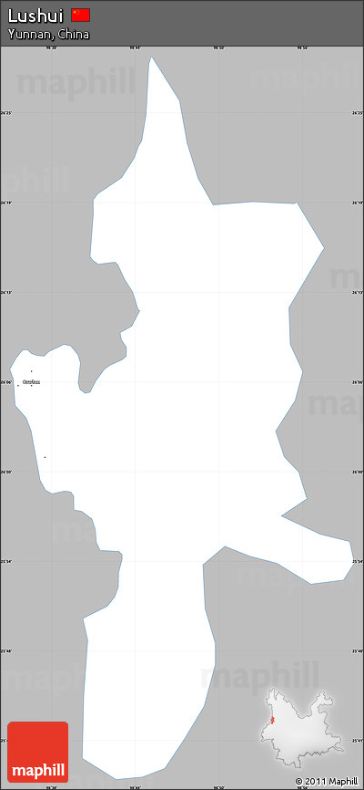 Gray Simple Map of Lushui, single color outside