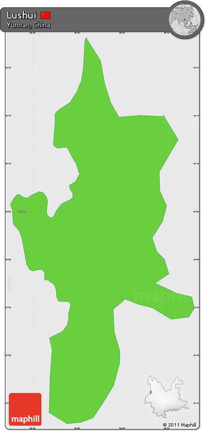 Political Simple Map of Lushui, single color outside